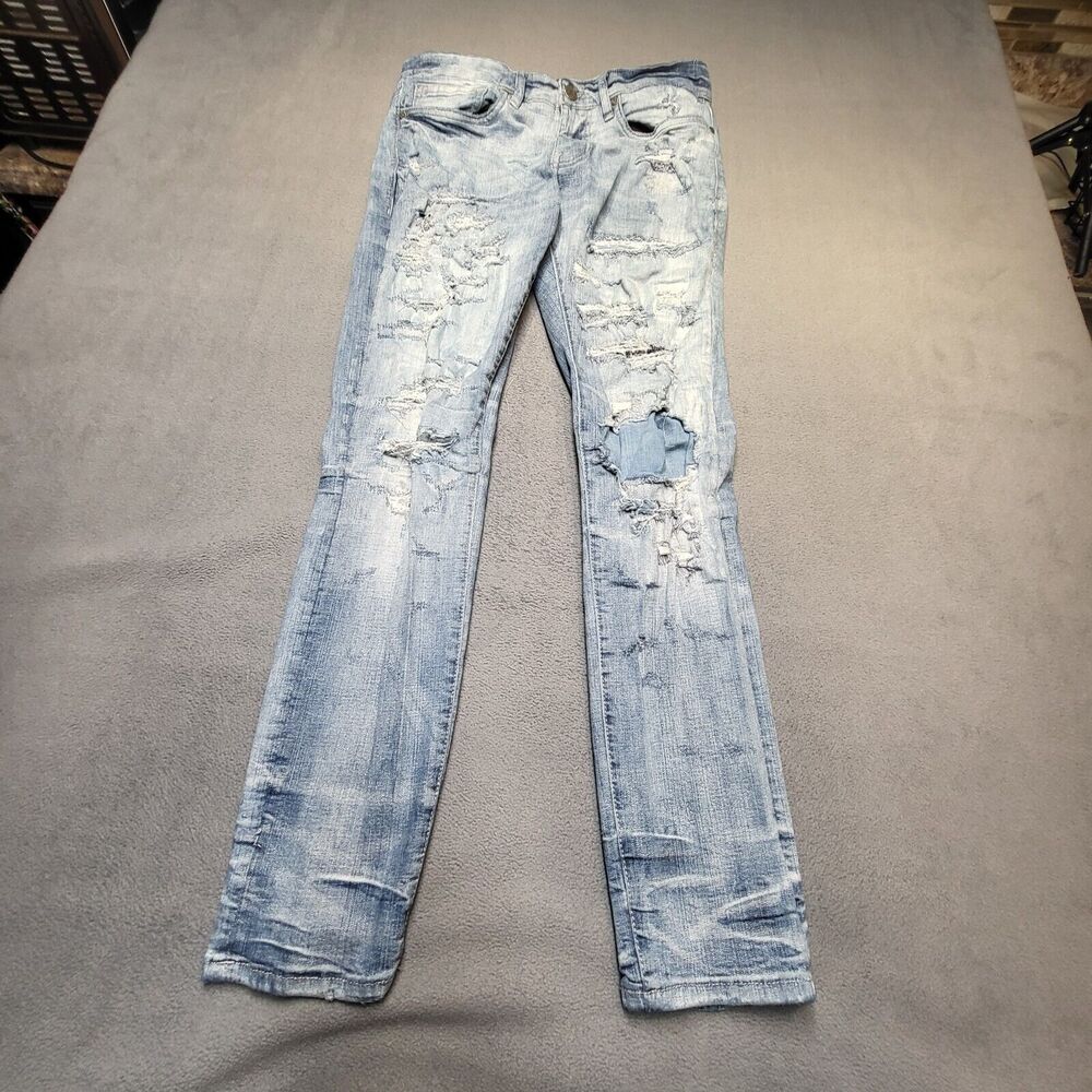 Jordan Craig Jeans Men's 32x31 Blue Skinny Leg Moto Distressed Denim